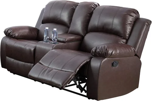 Miniatura 6 de Juego de muebles de sala de estar de cuero reconstituido con sofá reclinable, juego de sofá reclinable, silla de dos cuerpos, juegos de muebles