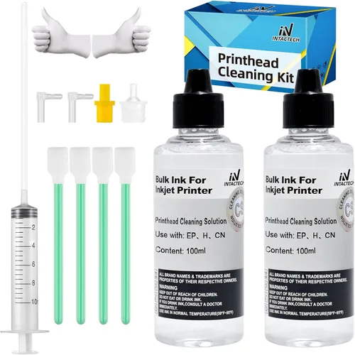 Kit de limpieza de cabezal de impresión para impresoras de inyección de tinta, 2 soluciones de limpieza universal de 3.5 fl oz, boquilla para