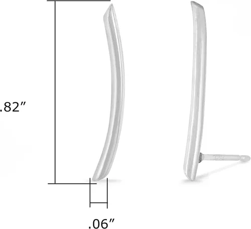 Miniatura 5 de Boma Jewelry - Pendientes de tuerca de plata de ley con barra curvada y diseño minimalista