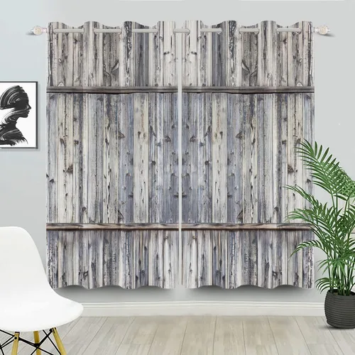 Miniatura 73 de Cortinas rústicas para ventana de puerta de granero, puerta de madera gris, puerta de garaje, tratamiento de ventana para sala de estar, dormitorio