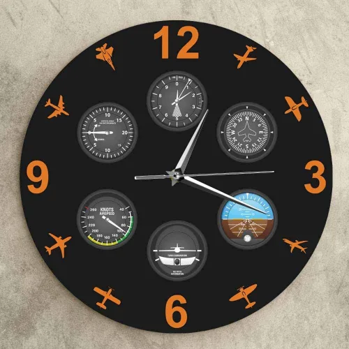 Miniatura 2 de Instrumento de vuelo Aviones Reloj de pared silencioso Aviación Aviador Reloj de pared Diseño moderno Piloto Decoración del hogar Regalo