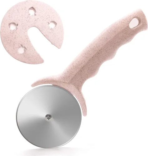Cortador de pizza de acero inoxidable con cubierta, cortador de pizza súper afilado, apto para lavavajillas, cortador de pizza giratorio suave,
