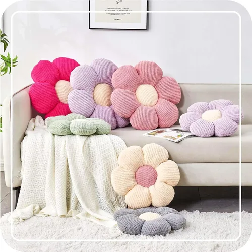 Miniatura 5 de Kcvvcr Almohada Decorativa de Flores, Almohada de Suelo Suave Blanca con Forma de 14.9" para Decoración del Hogar, Lindas Almohadas Decorativas