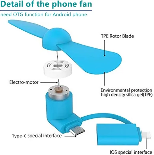 Miniatura 6 de Ventilador tipo USB C 2 en 1, para iPhone todas las series 7 8 X 11 12 13 14 15 16 17 XS XR Plus Mini Pro Max SE, para Samsung Galaxy S, Z Fold