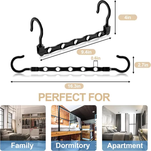Miniatura 3 de Paquete de 8 perchas para ahorrar espacio, ahorro de espacio, almacenamiento inteligente de plástico, organizador de ropa y almacenamiento