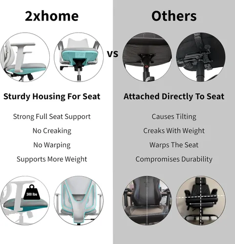 Miniatura 8 de 2xhome Silla de oficina ergonómica Silla de escritorio de malla de respaldo alto Soporte lumbar ajustable de inclinación reclinable Asiento