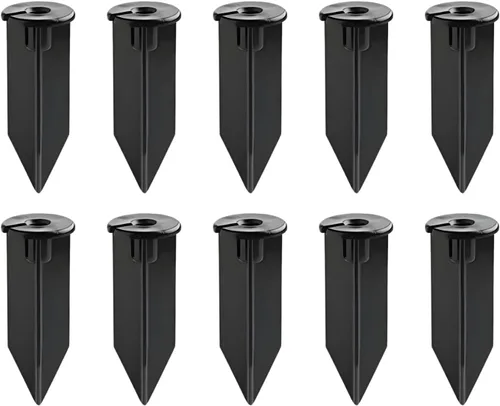 Miniatura 12 de Estaca de luz para exteriores de 8 pulgadas en acabado negro – Soporte de picos de lámpara, uso universal, materiales de resina, cable lateral