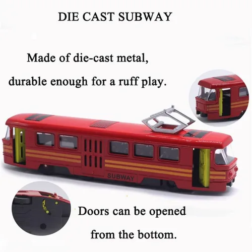 Miniatura 5 de OTONOPI Juego de Tren de Juguete Tren de Metro Bala Tren de Alta Velocidad Locomotora Motor Coche Modelo de Metal para Niños Paquete de 4