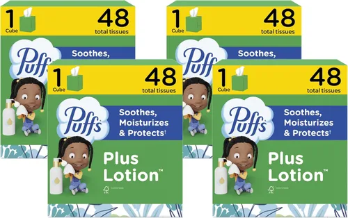 Miniatura 16 de Puffs Loción facial Tissus, 4 cajas Mega Cube, 72 pañuelos faciales por caja, alergias y resfriados (el embalaje puede variar)