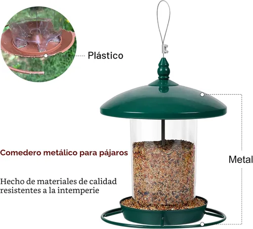 Miniatura 7 de Comedero de metal para pájaros para colgar al aire libre, alimentador de semillas de 3.0 libras, fácil de llenar y limpiar, alimentación de 360°