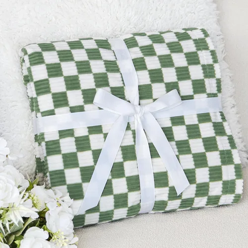 Miniatura 10 de Manta de bebé para niños y adultos, manta de corduroy cómoda y duradera para niños pequeños con doble capa, respaldo punteado, diseño de cuadros