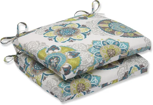 Miniatura 10 de Pillow Perfect Cojín cuadrado para asiento de silla esquinera para interiores y exteriores con lazos, relleno de fibra de felpa, resistente a