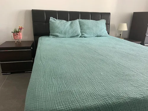 Miniatura 3 de Manta de muselina 100% algodón, colcha de 4 capas, funda de cama suave de muselina de algodón turco, colcha reversible, turquesa