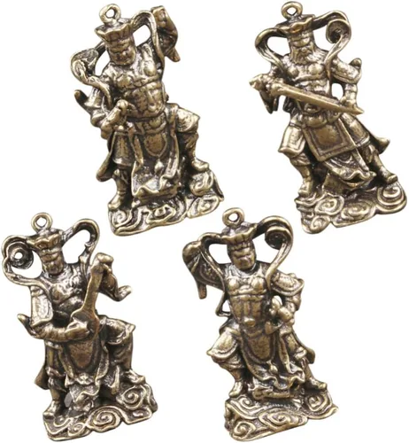GANAZONO Juego de 4 estatuas de Buda de latón vintage, estatuas de latón para manualidades, decoración para el hogar, escultura de Buda de latón,
