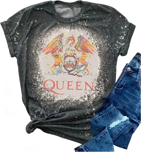 Camisetas blanqueadas de banda de rock para mujer, camiseta gráfica vintage de concierto, manga corta, ajuste casual, camisetas de regalo de música