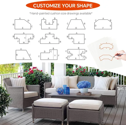 Miniatura 2 de Focuprodu Cojín de banco personalizado, cojines de muebles de patio de tamaño personalizado vienen con correas, cojín de asiento de ventana funda