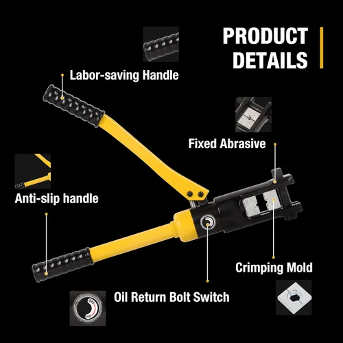 Miniatura 4 de Herramienta de prensado hidráulico 16T 8AWG-600MCM Herramienta de prensado de cables de 0.87 pulgadas Carrera hidráulica Lug Crimper eléctrico