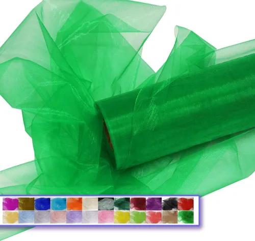 Miniatura 7 de Rollos de tela de tul de organza, organza cristal de 12" por 50 yardas (150 pies), carrete de malla de nailon transparente sedoso y brillante