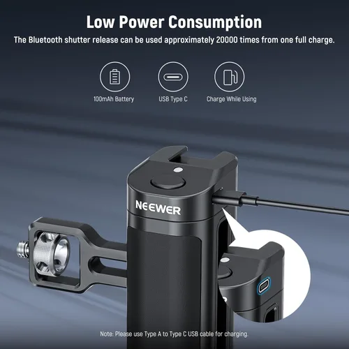 Miniatura 7 de NEEWER - Empuñadura lateral con botón de control remoto inalámbrico y disparador de obturador para jaula de video de smartphone, 2 adaptadores