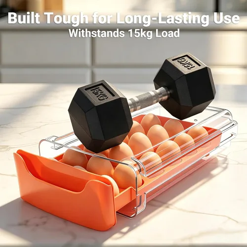Miniatura 4 de Soporte para huevos para nevera, se adapta a huevos grandes, almacenamiento de 18 huevos para encimera de refrigerador, dispensador de 1 nivel