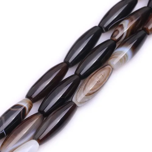 Miniatura 11 de GEM-Inside Stripe Botswana ágata cuentas sueltas naturales de 0.394 x 0.551 in Bronw Olivary Crystal Energy Stone Power para hacer joyas de 15