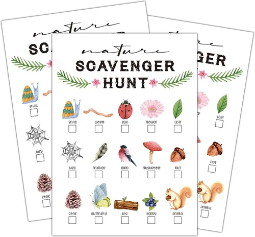 Juego de búsqueda del tesoro - Naturaleza al aire libre y parque Caza Pistas Tarjetas - Viajes y Camping Juegos de fiesta Suministros Actividades