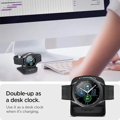 Miniatura 5 de Spigen S352 Diseñado para Galaxy Watch FE, 4, 4 Classic, 3, Active Stand - Negro