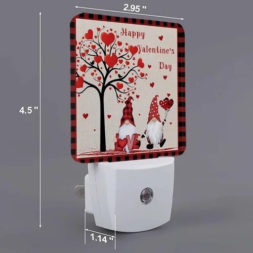 Miniatura 4 de Luz nocturna de San Valentín enchufable, lámpara de noche LED, sensor automático, luces de noche para niños, enchufe en la pared, lindo gnomo