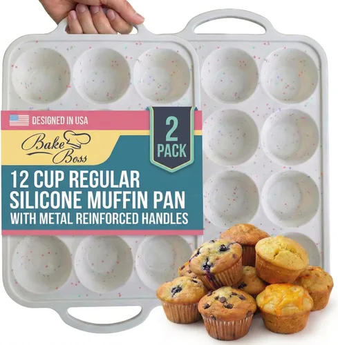 Miniatura 14 de BAKE BOSS Molde de Silicona Confetti para Muffins Jumbo de 6 Cavidades–Moldes Antiadherentes para Cupcakes para Hornear, Moldes de Silicona Grandes