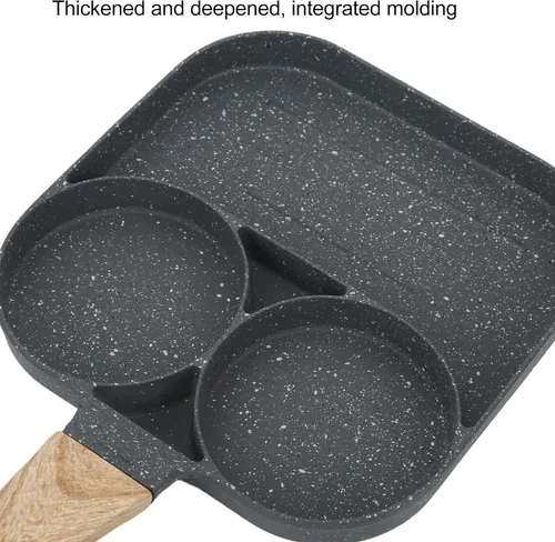 Miniatura 3 de Atyhao Sartén antiadherente de 3 secciones, antiadherente, compatible con estufa de gas y inducción, adecuada para cocinar tortillas, hamburguesas