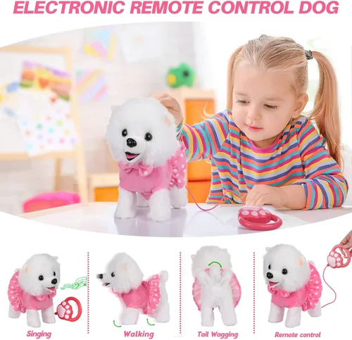 Miniatura 2 de WorWoder - Juguete de perro interactivo de felpa electrónico que canta, camina y ladra con control remoto y correa para niños, regalos para bebés
