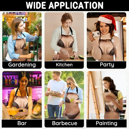 Miniatura 6 de Funny Creative Chef Apron with 3D Muscle Man Adjustable Sexy Kitchen Apron Waterproof Aprons BBQ Party Xmas Gift