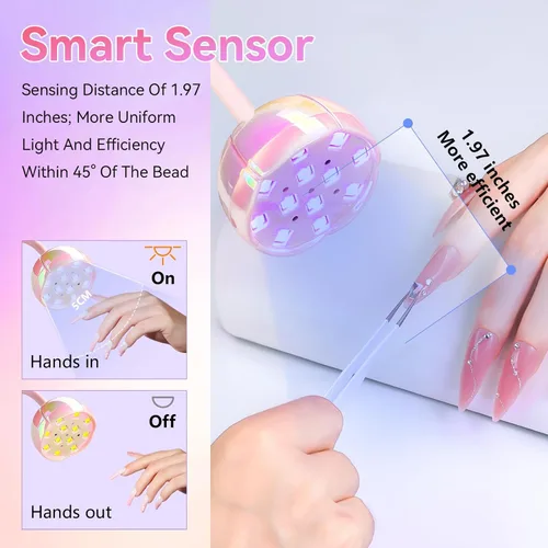 Miniatura 6 de Makartt Lámpara LED UV para Uñas - Luz UV de Cuello de Ganso para Uñas Inalámbrica Recargable USB 39W Secadora Lámpara LED con Sensor Automático 4