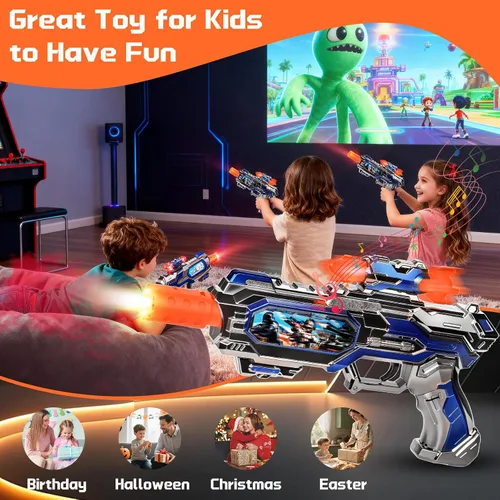 Miniatura 6 de Pistola de Juguete Luminosa con Efectos de Sonido y Pantalla Deslizante Giratoria, Pistolas de Juguete para Niños de 3 4 5 6 7 Años para Juego