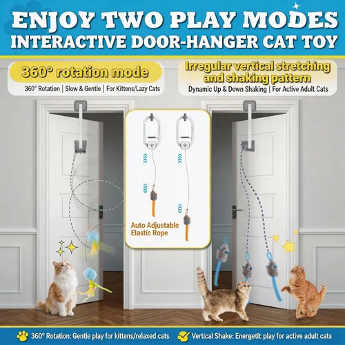 Miniatura 2 de Juguete interactivo para gatos, juguete eléctrico recargable para gatos, juguete para gatos con puerta colgante, 2 modos de movimiento
