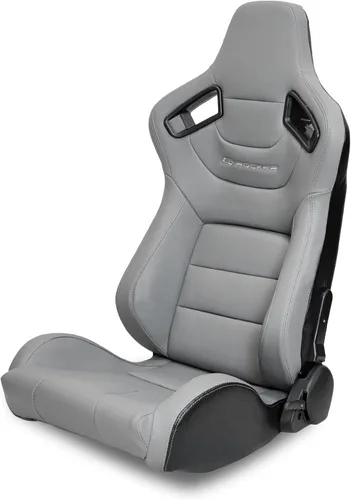 Miniatura 10 de IKON MOTORSPORTS, Asientos universales para vehículos de carreras con deslizadores dobles, de piel sintética negra con rayas blancas, reclinable