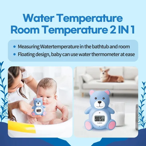 Miniatura 4 de HubiBaby - Termómetro de baño para bebés y temperatura digital de la habitación, productos de seguridad para el baño 2 en 1 con advertencia de Azul