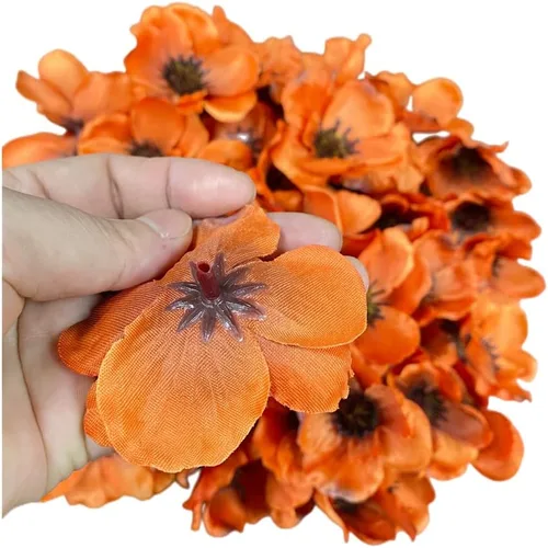 Miniatura 2 de Rikyo 100 cabezas de flores artificiales de anémona de amapola de seda para otoño, rellenos de jarrón, ramilletes para decoración de bodas, pared