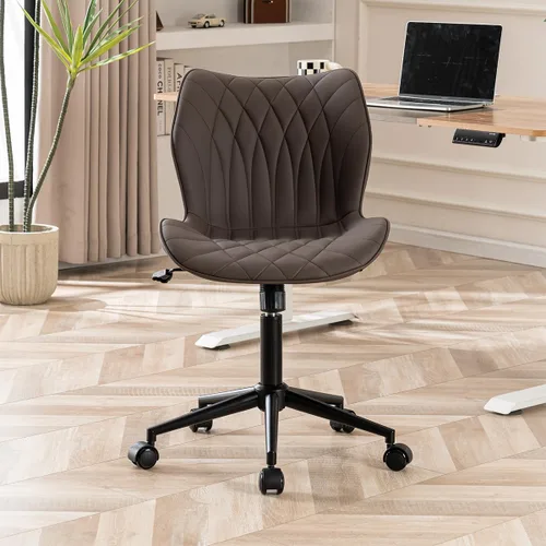 Miniatura 17 de YOUNUOKE Silla de escritorio sin brazos, cómoda silla de oficina con ruedas, silla ergonómica para el hogar, sillas ajustables para computadora