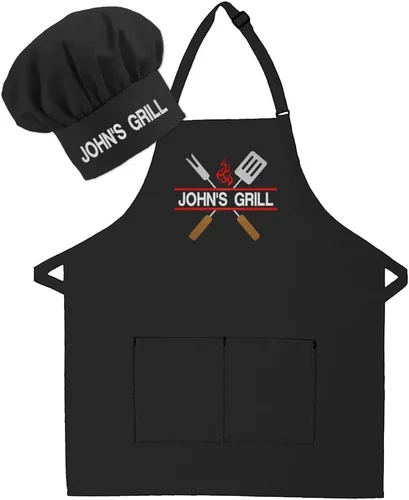 Delantal bordado personalizado para adultos, hecho en los Estados Unidos, para hombres, mujeres, día del padre, cocina, barbacoa, parrilla, regalo