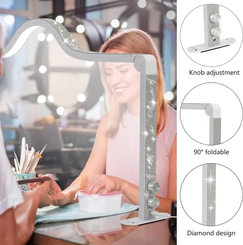 Miniatura 5 de Lámpara de uñas mejorada para escritorio, luz de uñas grande plegable de 34 pulgadas con soporte para teléfono, lámpara de manicura LED de 3 modos