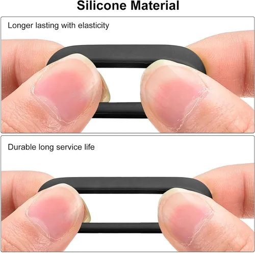 Miniatura 4 de PATIKIL Bandas de goma de silicona, 100 unidades, antideslizantes, de 0.9 pulgadas, color negro plano, para envolver cables, envolturas de bolsas