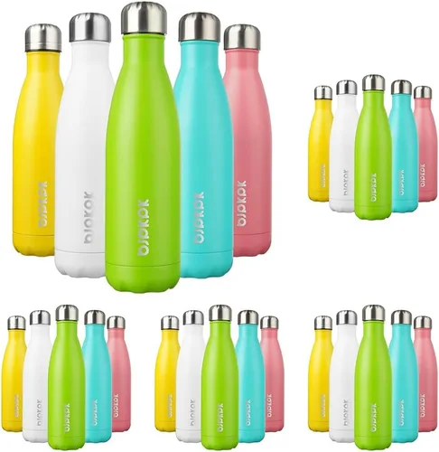 Miniatura 83 de BJPKPK Botellas de agua de acero inoxidable con aislamiento de 17 onzas, mantiene el frío y el calor, brillante oro rosa Oro rosa brillante