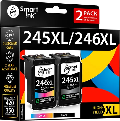 Smart Ink Cartucho de tinta remanufacturado de repuesto para Canon 245 245XL 246 246XL para usar con impresoras Pixma MG2522 MX490 TR4520 MX492
