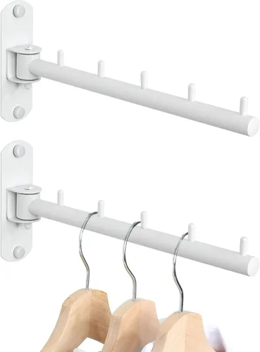 Miniatura 11 de Percheros para colgar ropa, perchereros de ropa montados en la pared, ganchos para colgar ropa, barras para ropa, ganchos resistentes, plegables