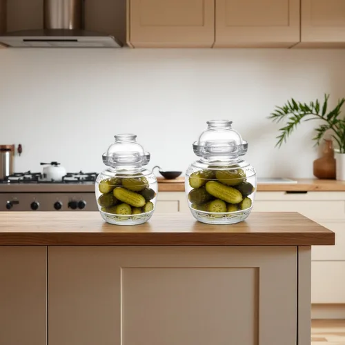 Miniatura 6 de Tarro de vidrio con tapa para pepinillos, tarro de fermentación de 1,5 L para pepinillos, kimchi, chucrut, kombuch, verduras, paocai, espesante