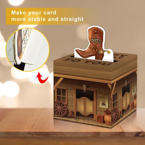 Miniatura 3 de Caja de dinero sorpresa para fiesta de vaquero, caja de dinero, regalo en efectivo, con tirador, decoración de fiesta de vaquero para mujeres