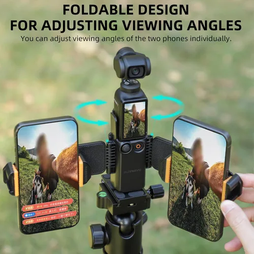 Miniatura 4 de Adaptador de soporte extendido dual para DJI Osmo Pocket 3 Cámara Manija Extensión Marco Accesorios Cold Shoe Light Mic Trípode Expansión Montaje