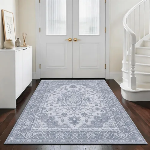 Miniatura 48 de Ukeler - Alfombra rústica con diseño floral para sala, dormitorio, comedor, Country rústico, Azul (luxury blue)