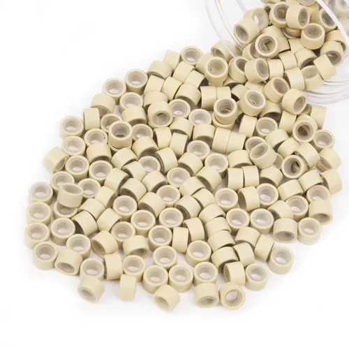 Miniatura 15 de Vlasy 100 Piezas Cuentas de Nano Anillo con Forro de Silicona para Extensiones de Cabello Humano con Nano Anillo 5 Colores Opcionales (Negro)